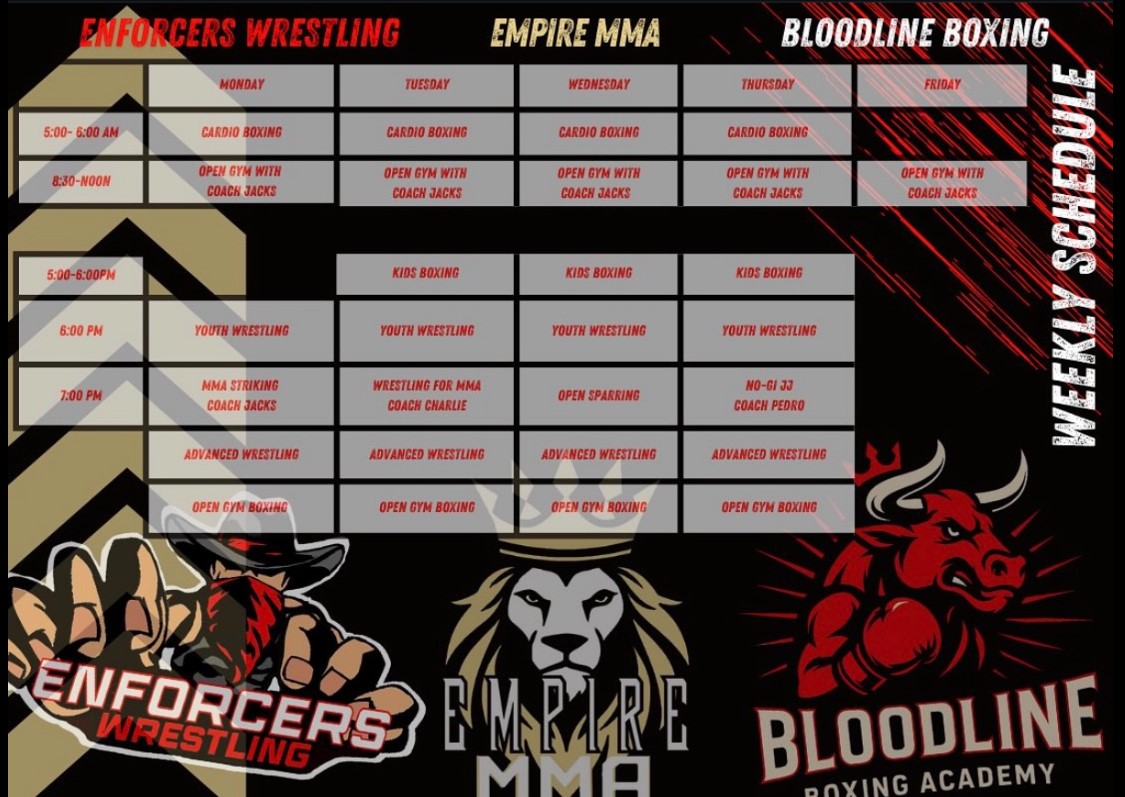 Empire MMA Weekly Training Schedule